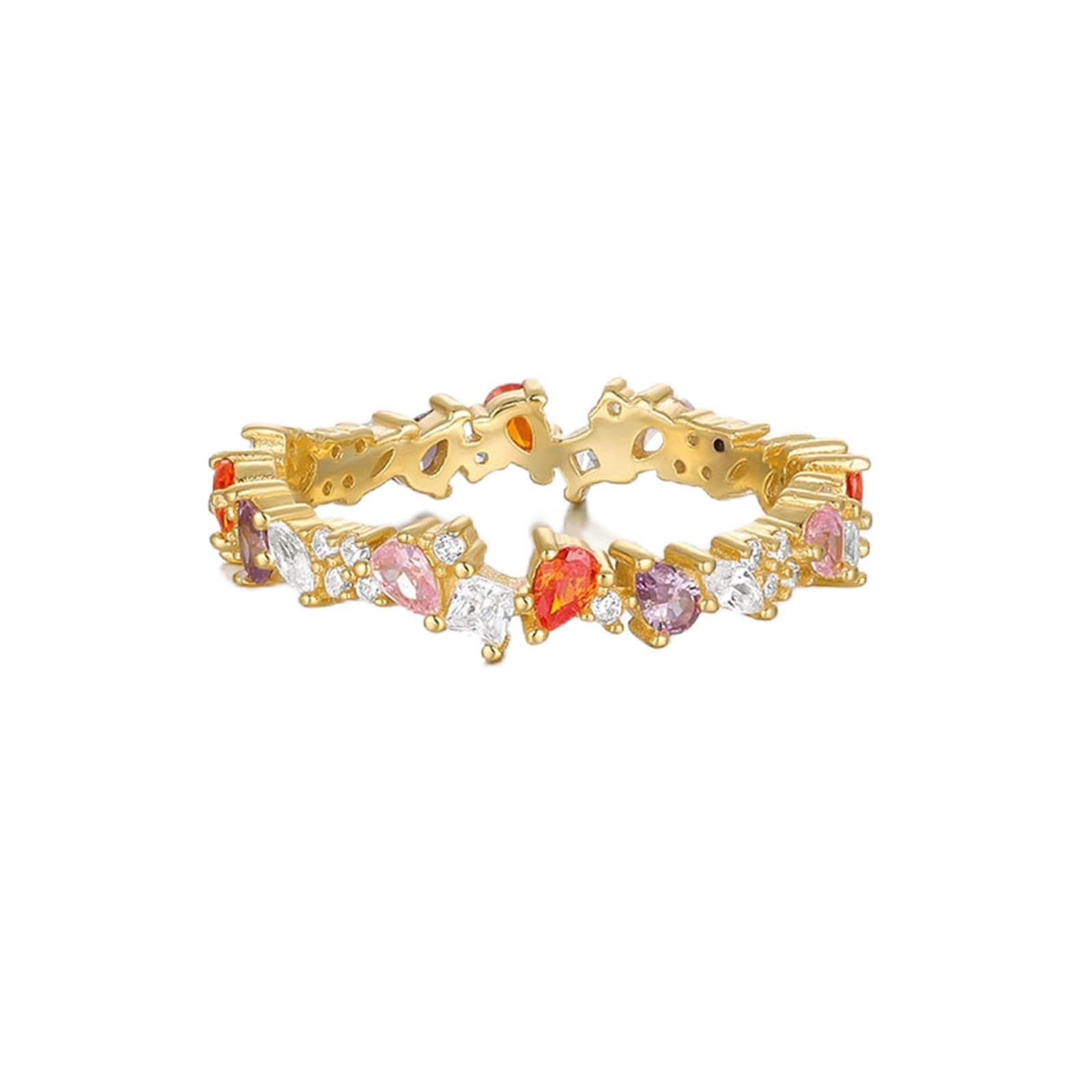 Alianzas de oro amarillo de 9 K/14 K, circonitas, para mujer