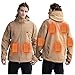 Yeah-hhi Giacca Riscaldata per Gli Uomini Impermeabile Antivento Cappotto Caldo Inverno con Pacco Batteria 5V, 7 Zone di Riscaldamento per Lo Sci, Escursioni, Campeggio,Cachi,4XL