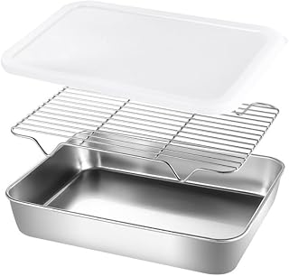 Baking Sheet with Cooling Rack Set, Stainless Steel Baking Sheet Tray Cooling Rack Cover, Kitchen Nonstick Baking Pans Set for Kitchen Storage(31x24x5cm)