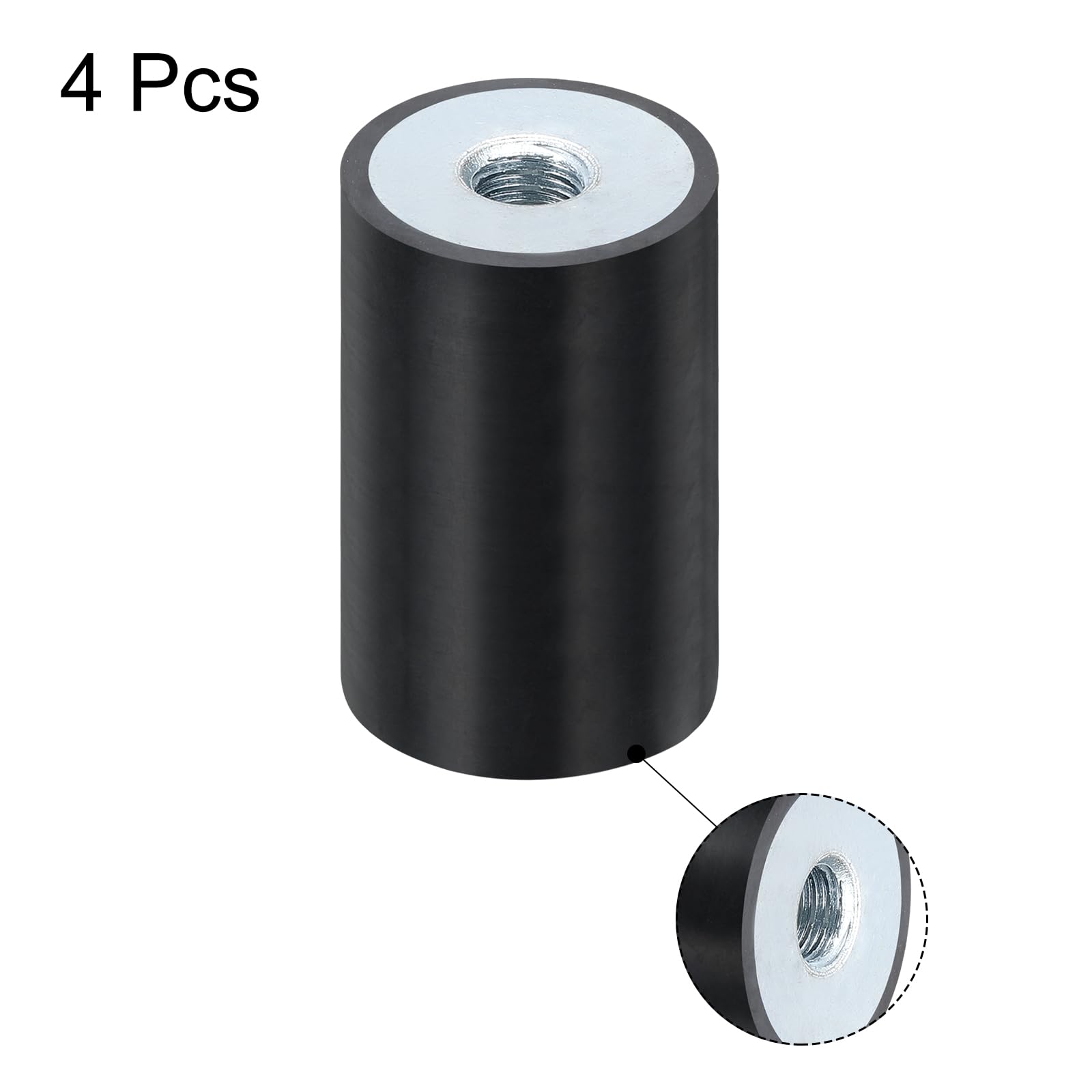 QUARKZMAN 4 Stück 25 x 40mm M8 Gewindebuchsen aus Gummi, Schwingungsisolatoren, Ersetzt Antivibrationspads Flache Silentblock-Basisblock