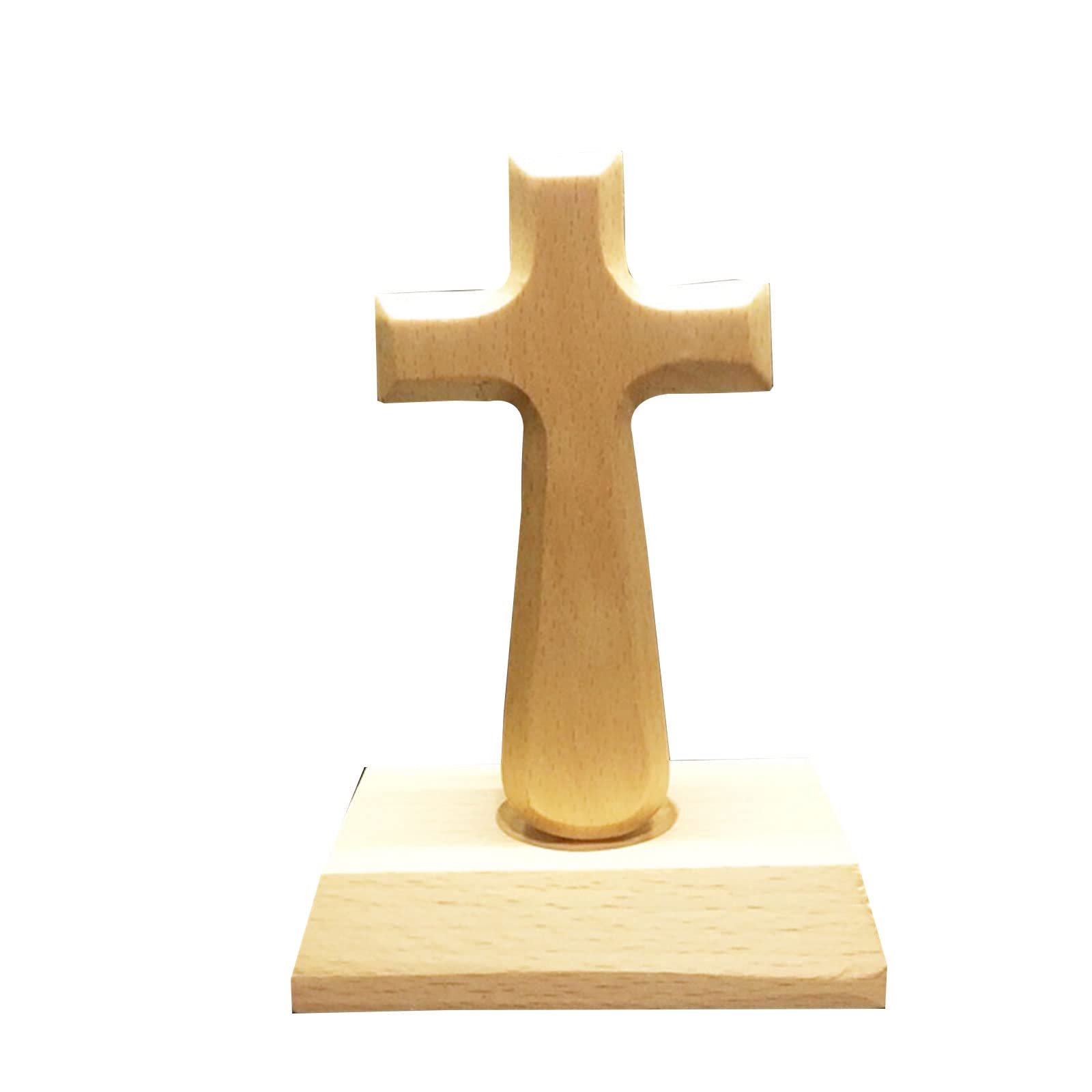 Tsophreniq Cross Crucifix Standing or Table Wood for Cross Sculpture Engraving God Intercession Wall Table Decor Small Wooden Crosses for Decor Catholic