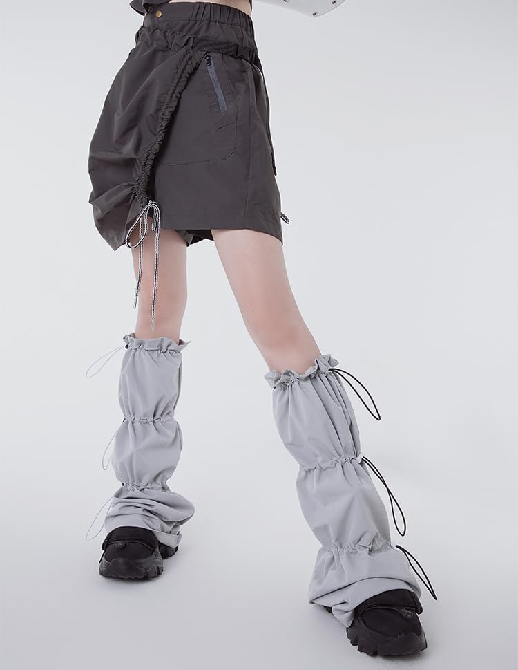 HYTENSUN Women Girls Leg Warmers Punk Kawaii Strappy Cool Goth Flared Socks Y2k Leg Baggy Socks3