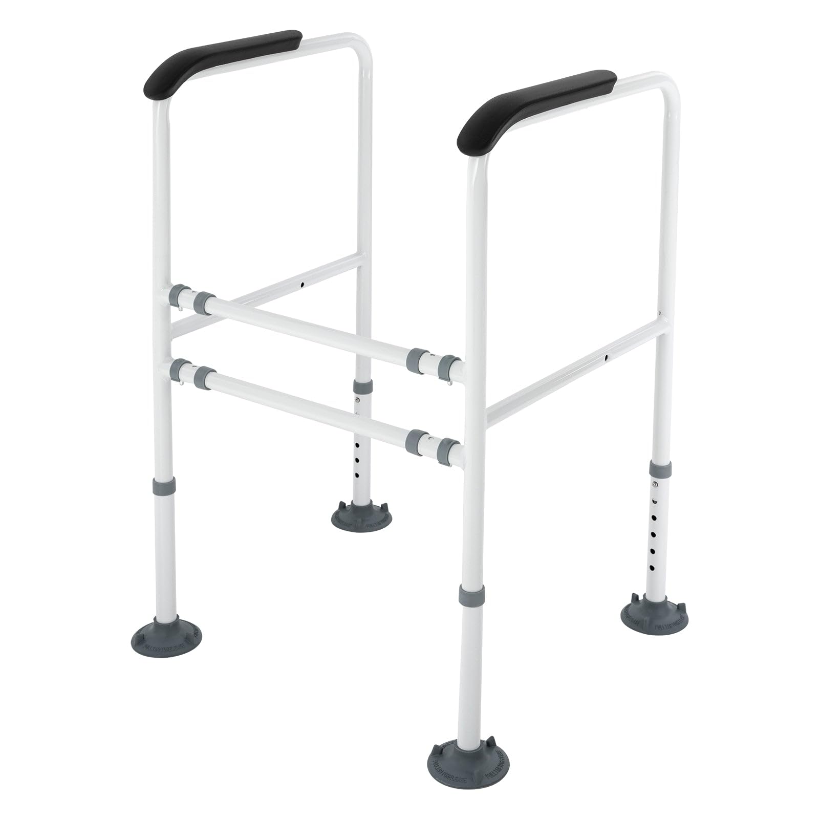 Stelaż bezpieczeństwa, podpórka do toalety, poręcz bezpieczeństwa, obciążenie 113 kg, stabilna, z uchwytami, regulacja wysokości i szerokości, kolor biały