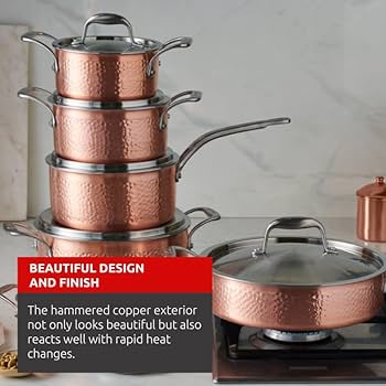 銅製フライパン　3点セット Amazon.co.jp: Lagostina Martellata 3層打ち銅 11点 鍋と