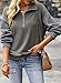 SHEWIN Women Fall Sweatshirt Long Sleeve Oversized Hoodies Lightweight Half Zip Tops Quarter Zipper Shirt Pullover Clothes Size 2XL, Grey