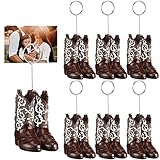 Tatuo 6 Pcs Cowboy Boots Table Number Holders Cute Photo Balloon Place Card Holder Cute Table Number Stands Picture Menu Memo Clips for Food Signs Party Wedding Anniversary Decorations (Dark Brown)