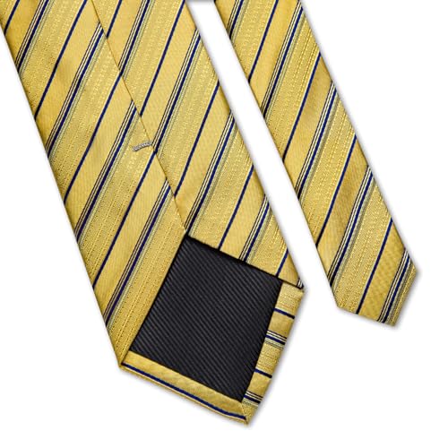 Image of DiBanGu Striped Tie Set for Men Silk Woven Plaid Necktie and Pocket Square Cufflinks Business Wedding