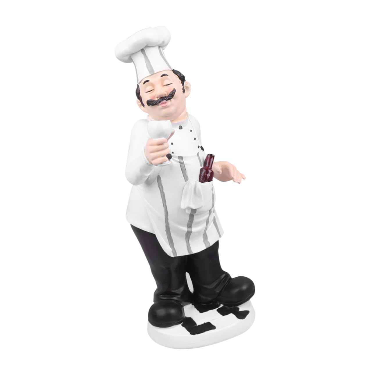 Statua Chef in Resina Stile Europeo Mini Decorazione da Tavolo per Cucina Ristorante e Caffetteria Figura Chef con Bicchiere Ornamentazione Divertente e Stabile per Casa e Locale