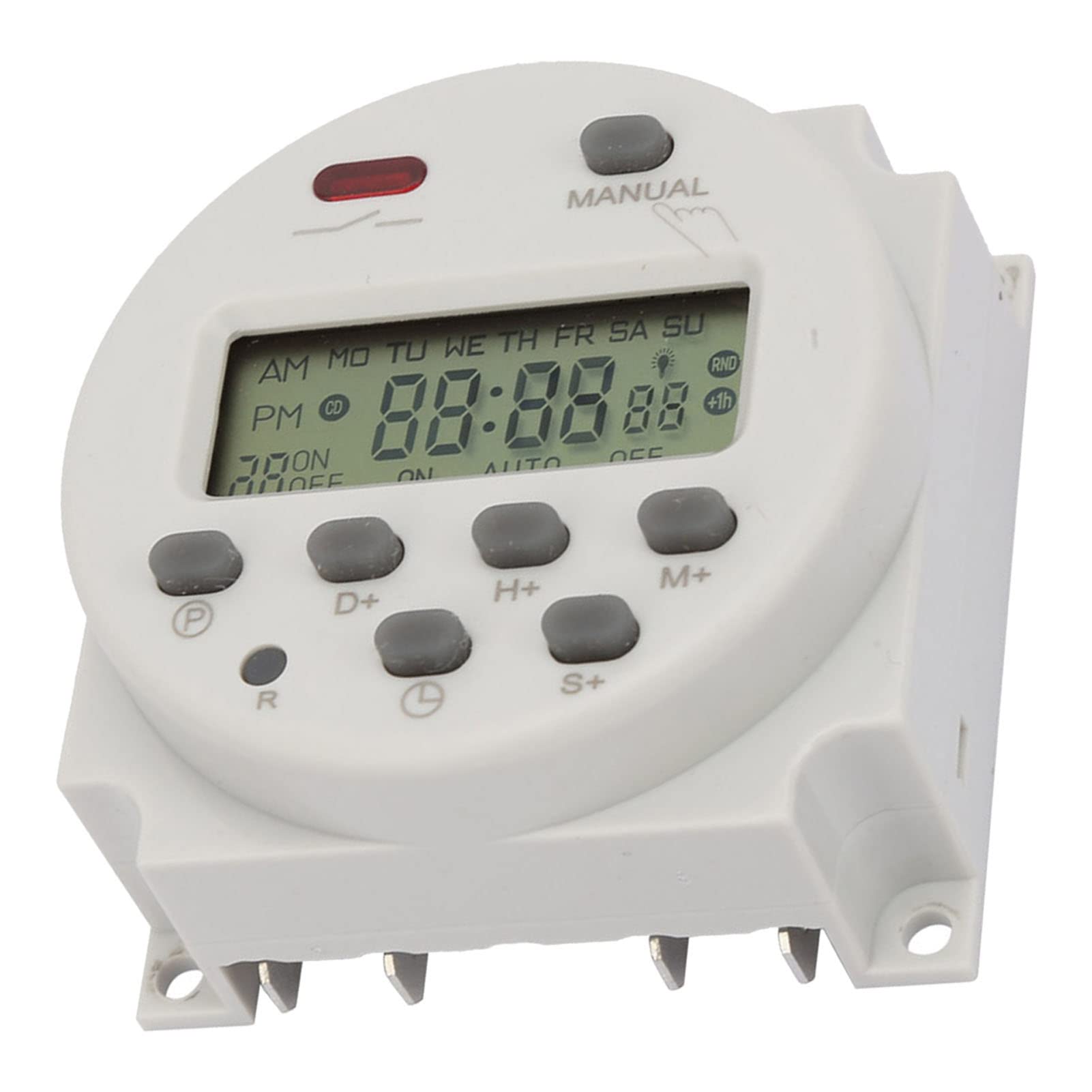 Relè Temporizzato, 1s~168h 8 On/off Ogni Giorno Controller Timer Programmabile, Alta Precisione, Anti-interferenza per Lampioni 10~50°C, Umidità<95% (12VDC)