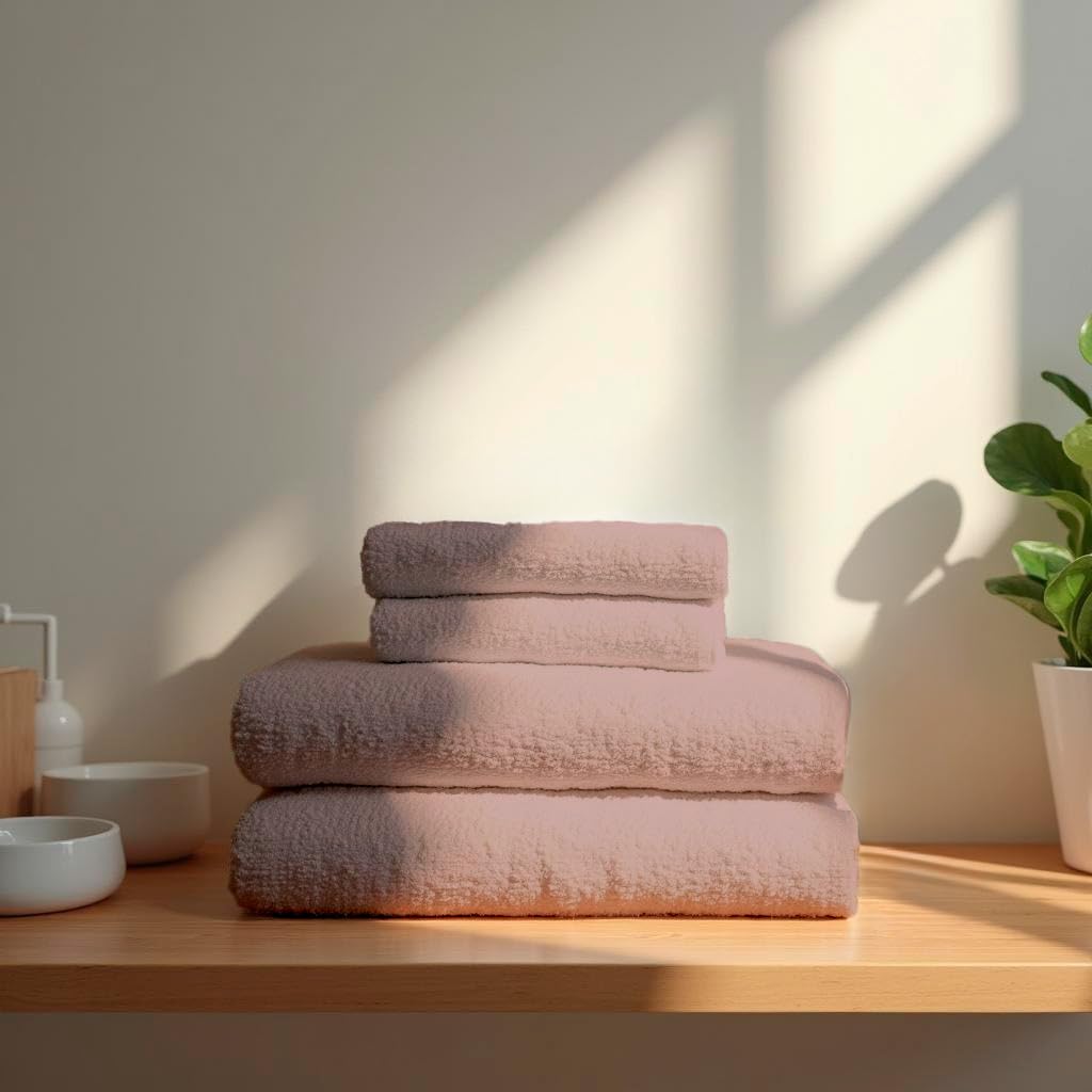 TRAMAS+ Juego de Toallas Premium 700gr de 6 Piezas, 100% Algodón, 4 Toallas de Mano 50x100 cm y 2 Toallas de baño de 70x140cm, Extra Suaves, Secado Rápido, Alta Absorción - Rosa Palo