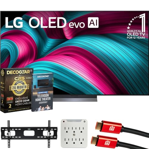 Image of LG 77 inch C5 OLED evo 4K UHD Smart webOS TV (2025) Bundle with CPS Exclusive 26 Month Protection, 2X HDMI Cable, Wall Mount, 6-Outlet Surge Adapter & Deco Gear Complete Home Theater Beginner's Guidebook