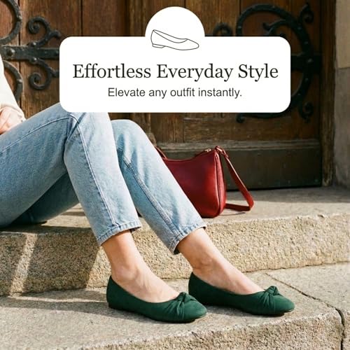 Image of Epic Step Ballet Flats for Women, Comfortable Slip on Faux Suede Round Toe, Ballerina Dressy Flat Shoes