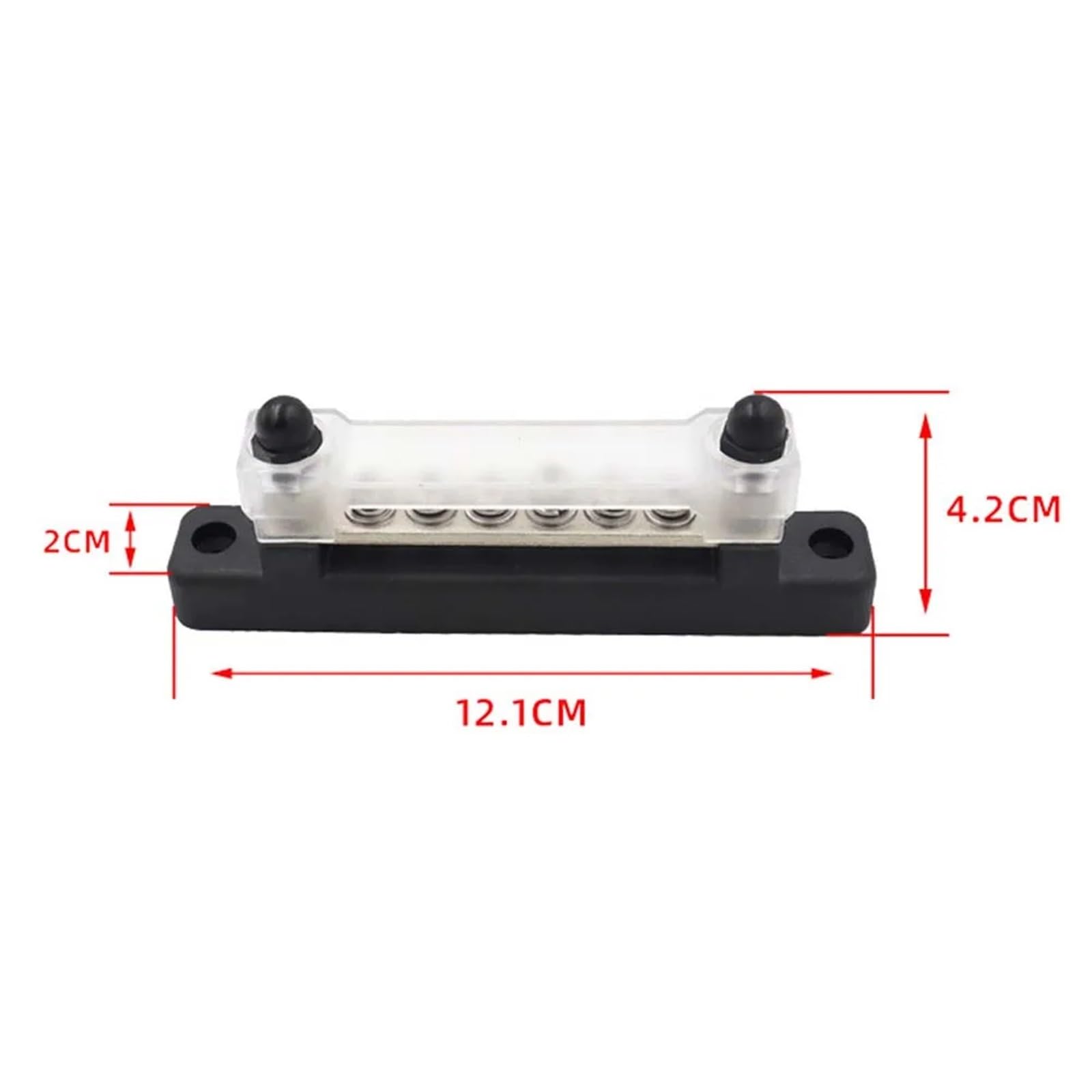 Barra colectora Bloque de terminales coche M6, barra bus negativa, bloque 12V 150A, distribución energía 1/4", autobús termianl M8 for barco automotriz(8P Black And Red)