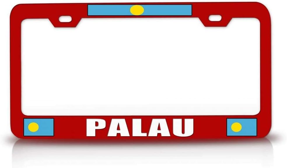 Palau Flag Metal Car SUV Truck License Plate Frame Red t61