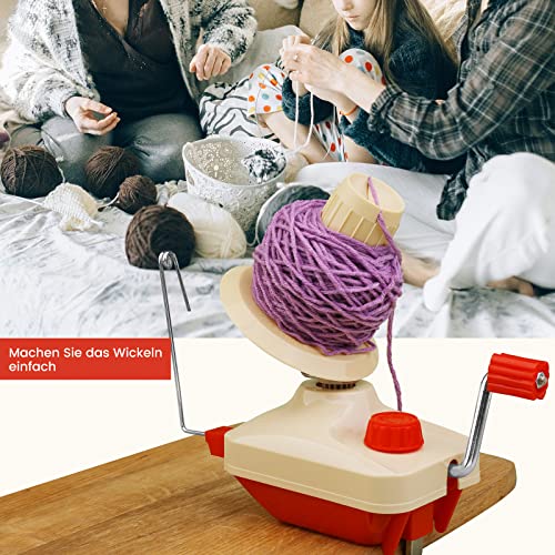 Wamkon Kugelwickler 54 Stück Rot Garn Ball Wickler, Kugel Wolle Wickler, Garnstrickwebstuhl, handbetätigte Swift Garn, Wollwickelmaschinen mit 20 Stck Strickstichmarker, Plastiknadeln