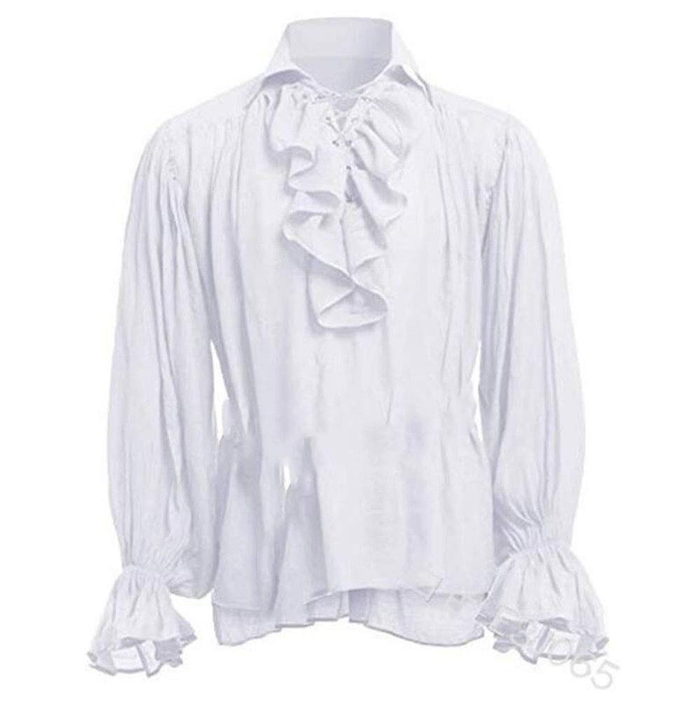 babao Men's Medieval Tunic Costume Halloween Shirt Renaissance Long Sleeve Tops