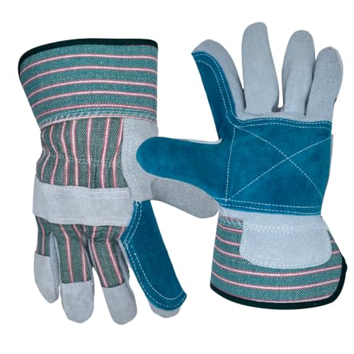 Double Leather Palm Work Gloves with Safety Cuff, XL, Extra Large, 12 Pair