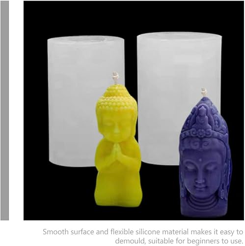 Miniatura 4 de Garneck Moldes de vela de Buda 2 moldes de silicona 3D moldes de cera de jabón perfumados para velas de yeso resina de cerámica suministros de