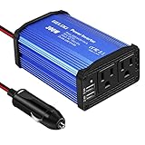 GELOO 300W Power Inverter Car Charger DC 12V to 110V AC Converter with 4.8A Dual USB Ports (Blue)