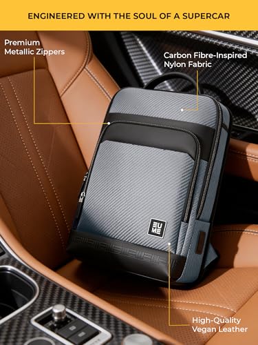 Image of EUME Carbonis 20L Laptop Backpack for Men & Women Office Use| 15.6 Inch Laptop Bag with USB Charging Port, Water Resistant Fabric|Spacious Backpack for Travelling | Vegan Leather