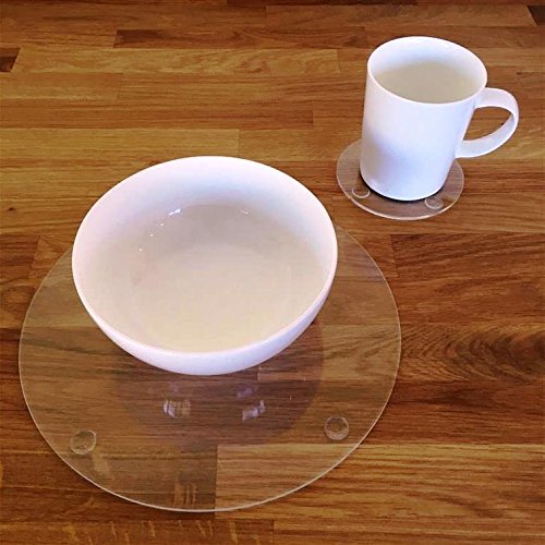 Super Cool Creations Rund Tischset und Untersetzer Set - Durchsichtig, 6 Placemats and 6 Coaster - Standard