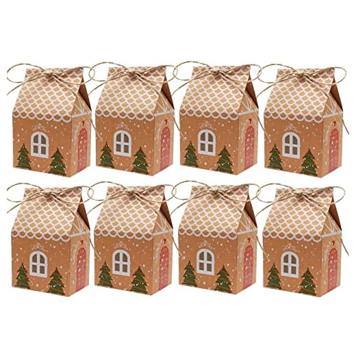 20 Pcs Decoration Noel Boite Cadeau en Papier Kraft, Petite Boite Cadeau pour Emballage Cadeau Bonbons, Chocolats, Biscuits, Dessert, Aliments (7 x 5 x 10,5 cm)