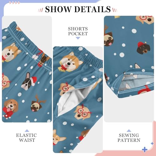 Winter Corgi Dog Husky Boys Long Pants Soft Trousers Elastic Waist Kids Lounge Bottoms with Pockets S-XL4