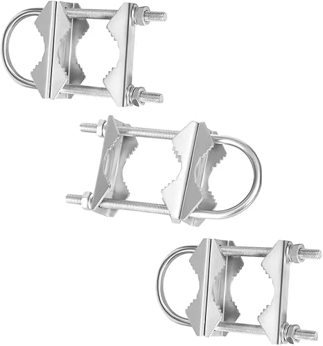 Slinkdsco - Abrazadera de mástil de doble antena pesada en V, pernos en U, accesorios de montaje de tubería para TV CB, antena de jamón, sombrillas,