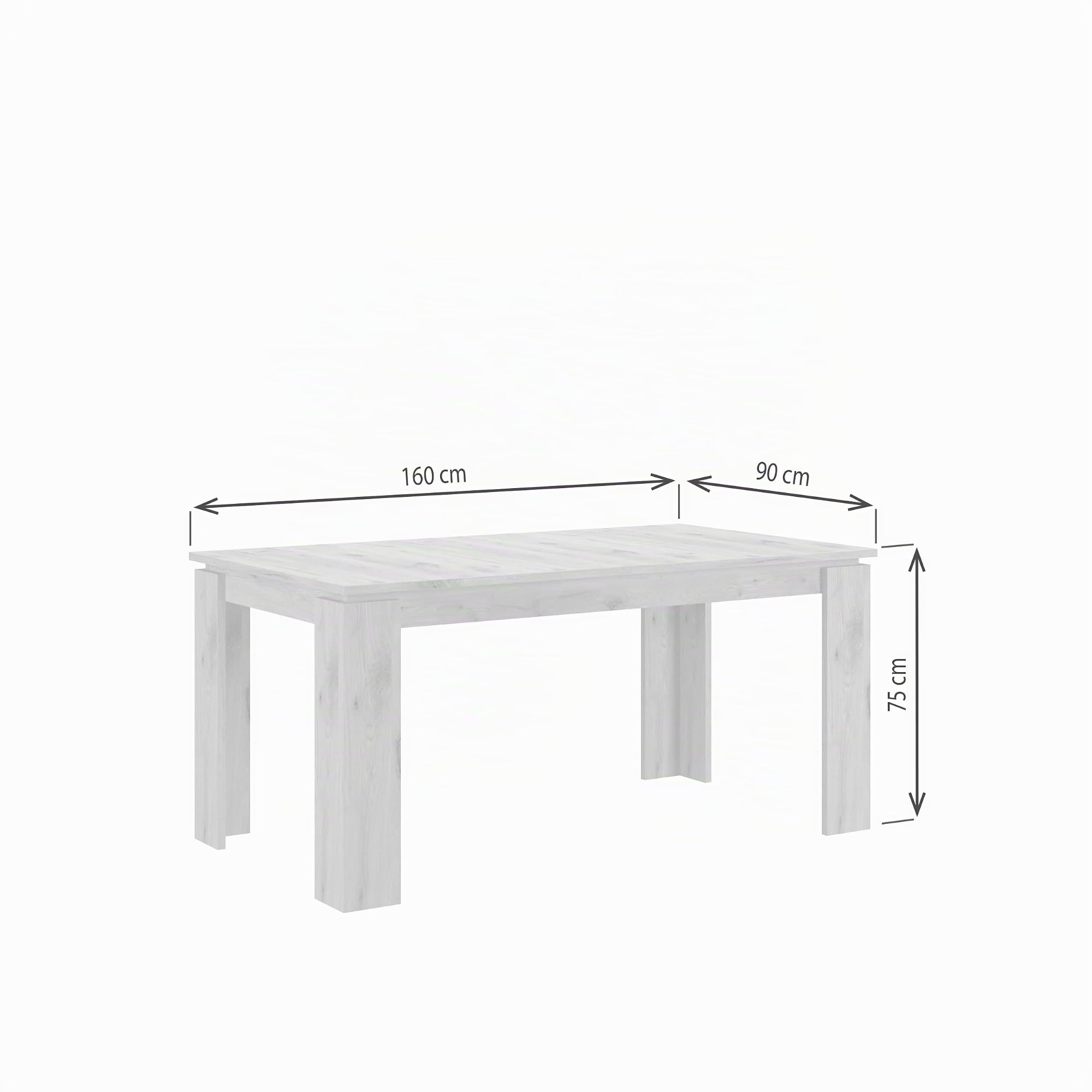 xonox.home - Esstisch Titan 160-200x76x90 cm in Nox Oak Nb ausziehbar auf 200 cm - Esstisch Küchentisch Esszimmertisch Clubtisch - modern und funktional