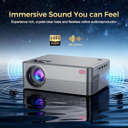 Image of 1080P Mini Projector with Real 240 ANSI Lumens, Quiet Cooling Fan, Easy Dust Cleaning Port, Dual USB Inputs and HDMI, Compact Home Cinema Projector