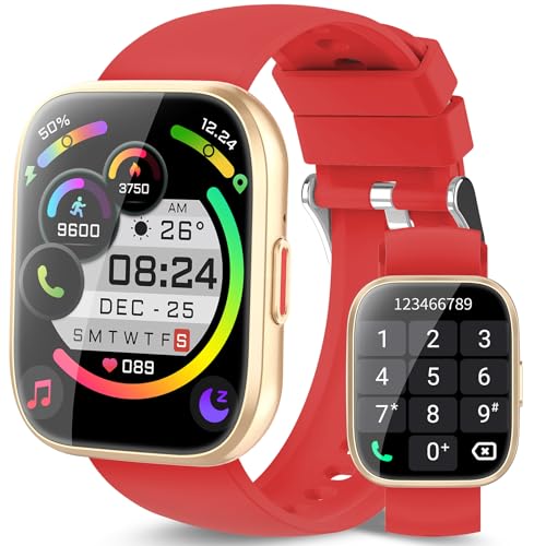 Montre intelligente hommes femmes appel Bluetooth, Rouge