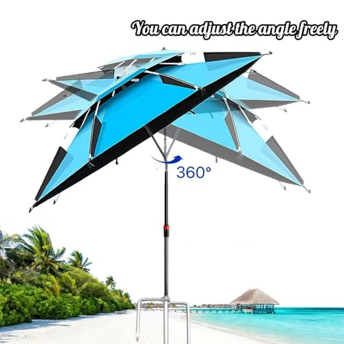 Sonnenschirm Strand Ø 160cm mit Bodenhülse, 360° Schwenk Faltbar Strandschirm mit Tragetasche, Strandschirm Windfest Stabil, Sonnenschutz uv 50 mit Erdspieß, für Balkon, Garten, Terrasse, Strand
