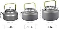 Vista 9 de LIXADA Hervidor de camping 0.8L/1.2L/1.6L para agua hirviendo, tetera de té tetera de aleación de aluminio con mango de silicona bolsa de transporte