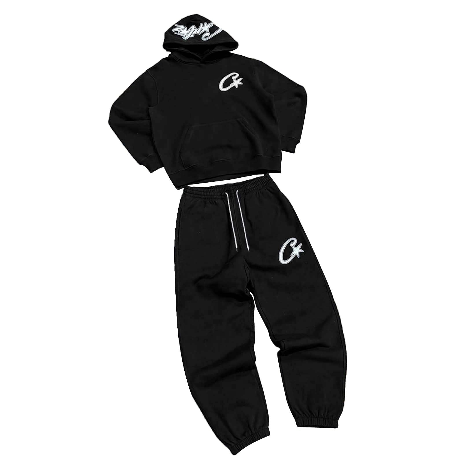 Sudadera con capucha y pantalón para hombre, conjunto deportivo informal de dos piezas