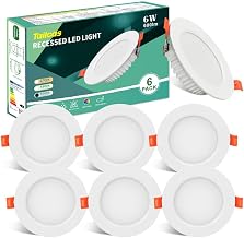Tailcas Recessed LED Spotlights for Plasterboard 6000K, 6 W 600 lm IP44 Ultra Slim Recessed Spotlight Bathroom, 26 mm Natural White Ultra-Slim Ceiling Lights, Hole Φ 75-95 mm