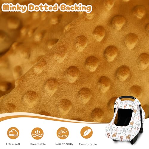 Image of Baby Car Seat Cover, Windproof Carseat Cover for Infant Girls, Infant Warm Carseat Canopy with Double Layer Fabric for Winter, Compatible with Most Baby Car Seat, Animals