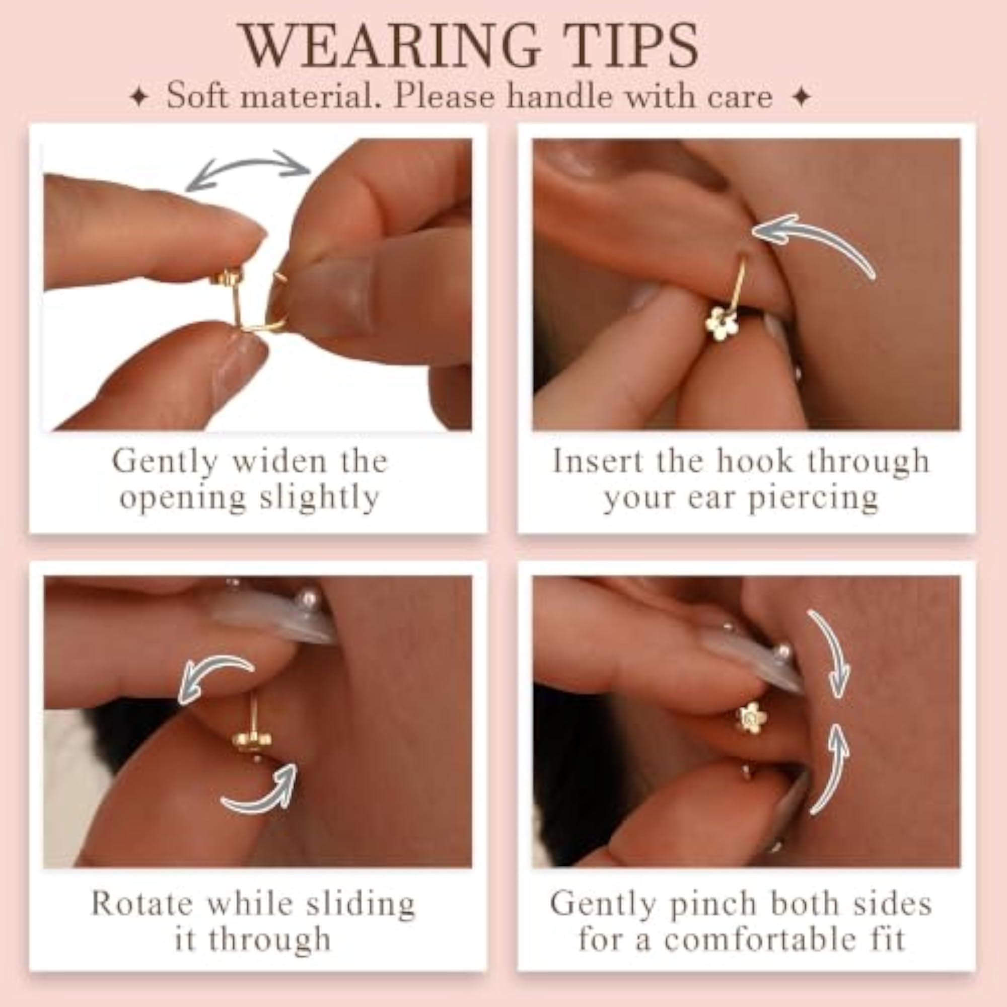 3 Pcs Second Studs Earrings for Women, Zircon Piercing Set