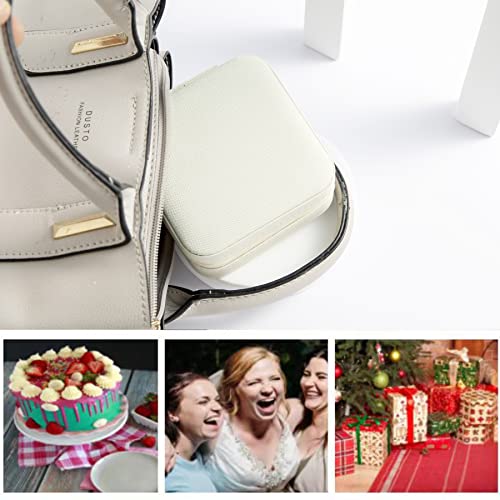 Image of KElofoN Travel jewelry case Travel jewelry box Travel Jewelry Organizer Small Jewelry Organizer Box Gift for Girls Women with Mirror(White)
