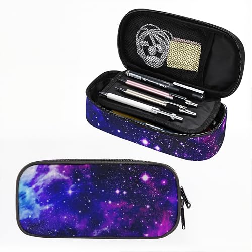 Image of Galaxy Starry Sky Stars Pencil case for Student Girl Boy, Large Capacity Pencil Pouch with Zipper Compartments, Cosmetic Makeup Bag Organizer for School Supplies Office Home