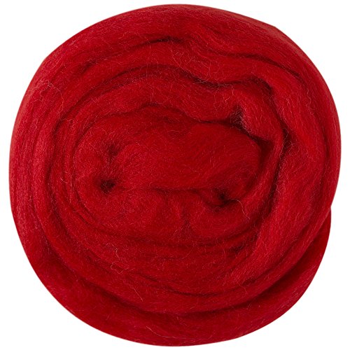 Kartopu Felt Wool 1.76 Oz (50g) Needle Felting Wool Roving, 100% Wool (Red - K125)