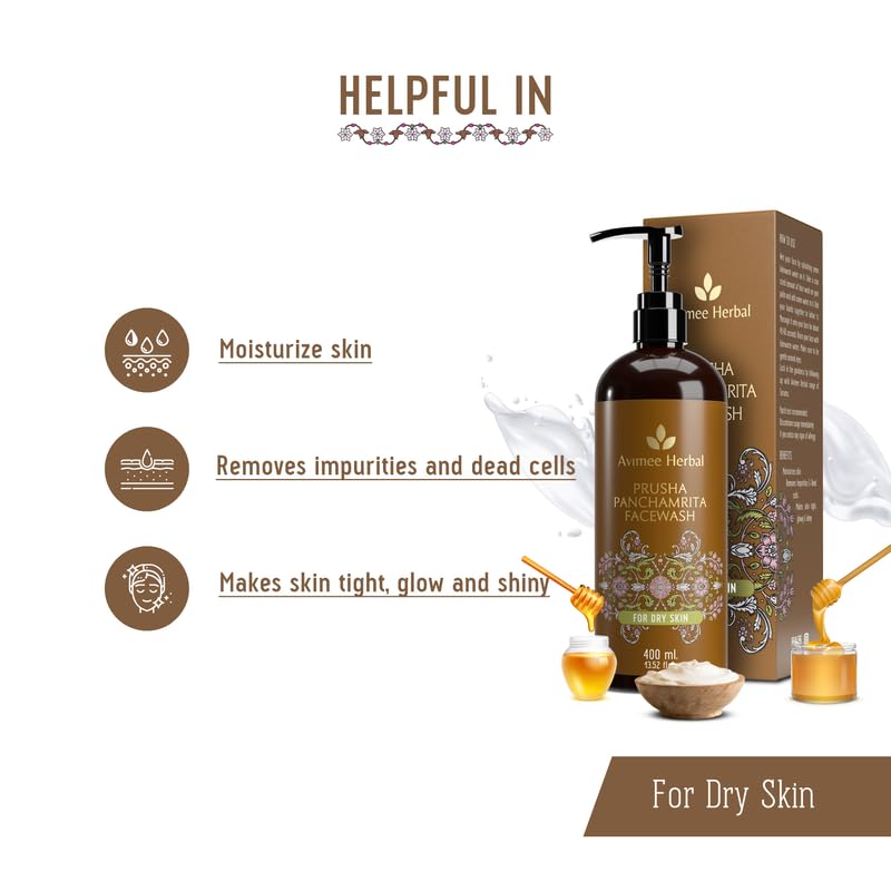 Avimee Herbal Prusha Panchamrita Facewash | For Normal To Dry Skin | Contains Curd, Milk, Ghee, Honey, Jaggery to Gently Cleanse Your Skin Leaving... - Image 4