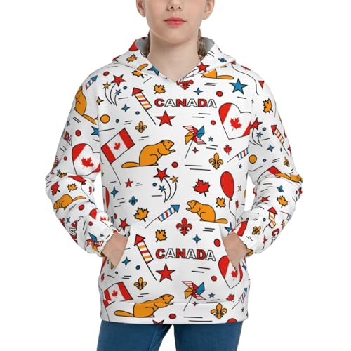 Canada Day Kid Hoodies Boys Sweatshirts Girls Pullover with Pocket
