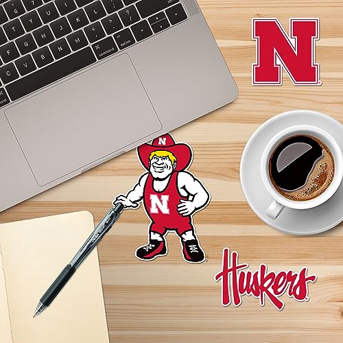 Image of University of Nebraska 8ct Vinyl Sticker Pack - Large Waterproof Herbie Husker Decals for Laptops, Water Bottles, Tablets, Scrapbooks, Vehicles & More - Officially Licensed Huskers Designs