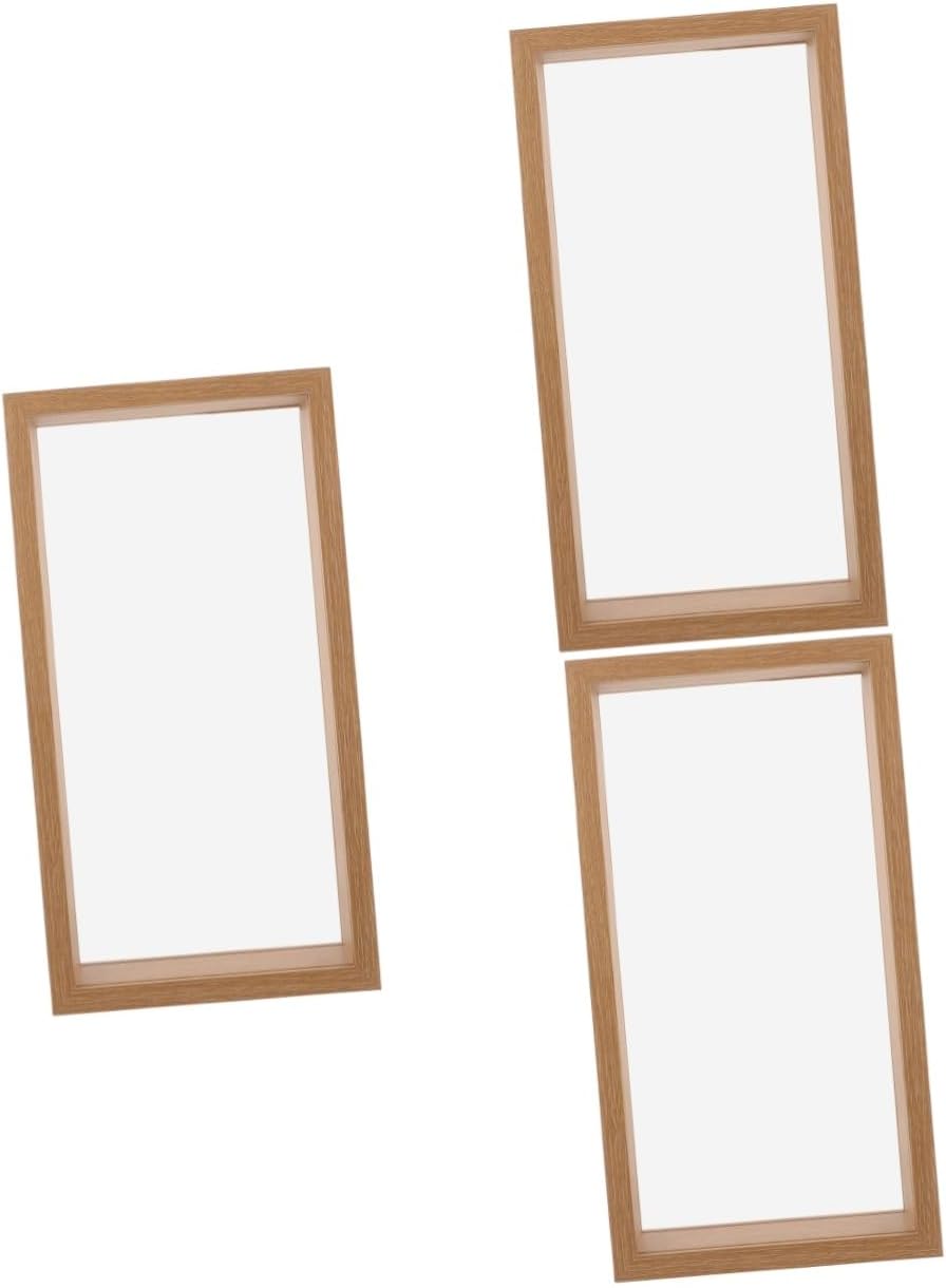 GARVALON 3pcs Dried Flower Shadow Box Frame Multifunctional Display Case for Pressed Flowers Photos Handmade Hollow Design Stylish Grain Color for Home Decor