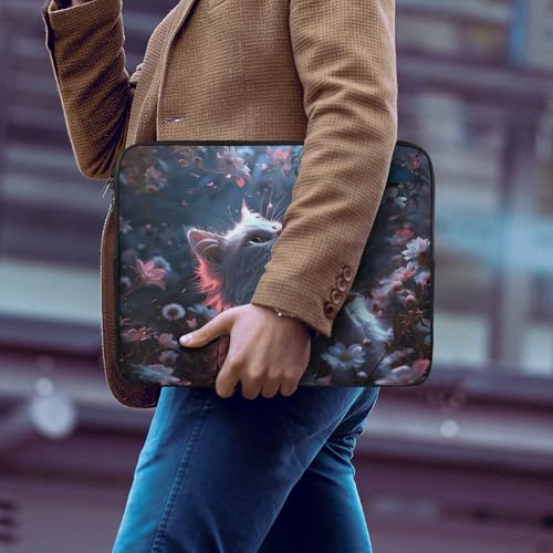 Funda para portátil de 17 pulgadas con diseño de gato blanco impermeable 6