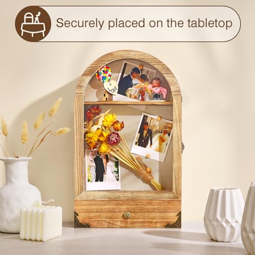 Image of DGWJSU Shadow Box Frame 10x16 Large Shadow Boxes Display Cases with Linen Back and Removable Shelves and Drawers, Picture Frame Wedding Bouquet Memorabilia Medals Photos, Christmas Decorations Gifts