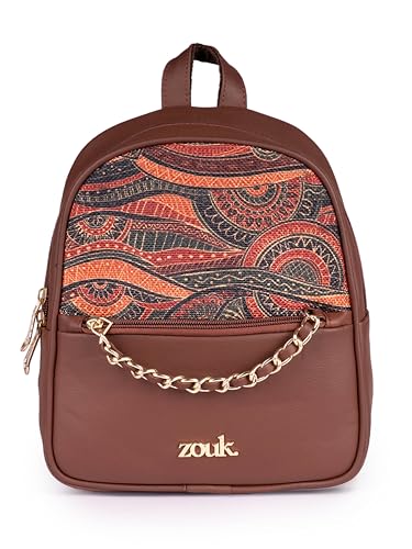 Image of ZOUK Mayra Mini Daypack | Stylish Vegan Leather Backpack for Women with Water-Resistant Lining | Handcrafted Small Day Bag with Gold Zip & Adjustable Straps |