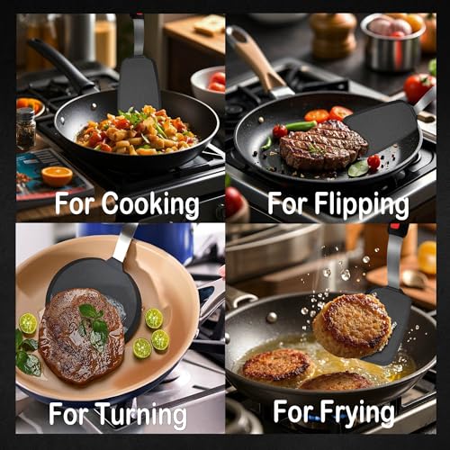 Image of 2 Piece Silicone Pancake Spatula Turner for Egg,Pancake,Burger