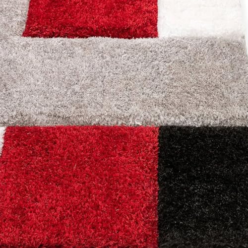 Image of Carpet for Hallway, Kitchen, and Modern InteriorsCarpetCozy Shag Runner for Living Room, Bedroom & Office Decor ETC Size 2x5 feet, Patten-Solid Red Box