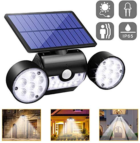 Lampe Solaire Ultra Puissante 30 LED Etanche IP65 Eclairage Extérieure,Réglable,Détecteur de Mouvement,Panneau Solaire Amélioré,pour Jardin,Extérieur,Chemin,Allée,la Goupille Interrupteur